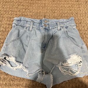 stecht waistband ripped jean shorts